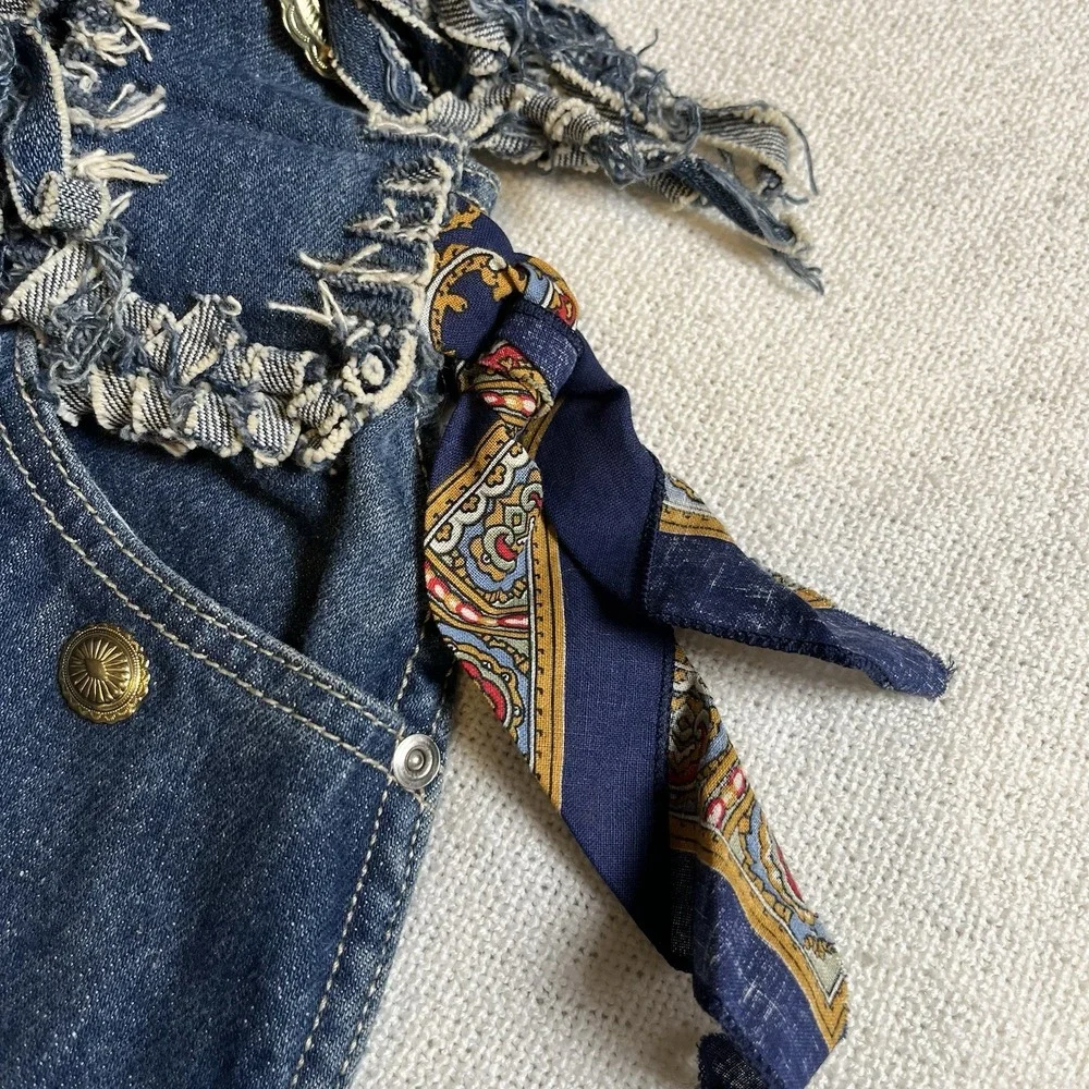 Vintage‎ Upcycled Denim Tote Bag Oscar de la Renta Logo Boho Hobo Style